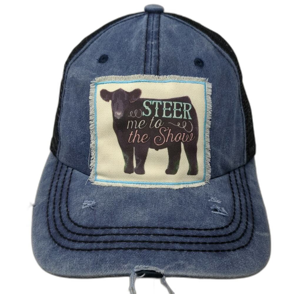 Southern Junkie Baseball Cap Blue One Size Steer Me To The Show Mesh Back Hat